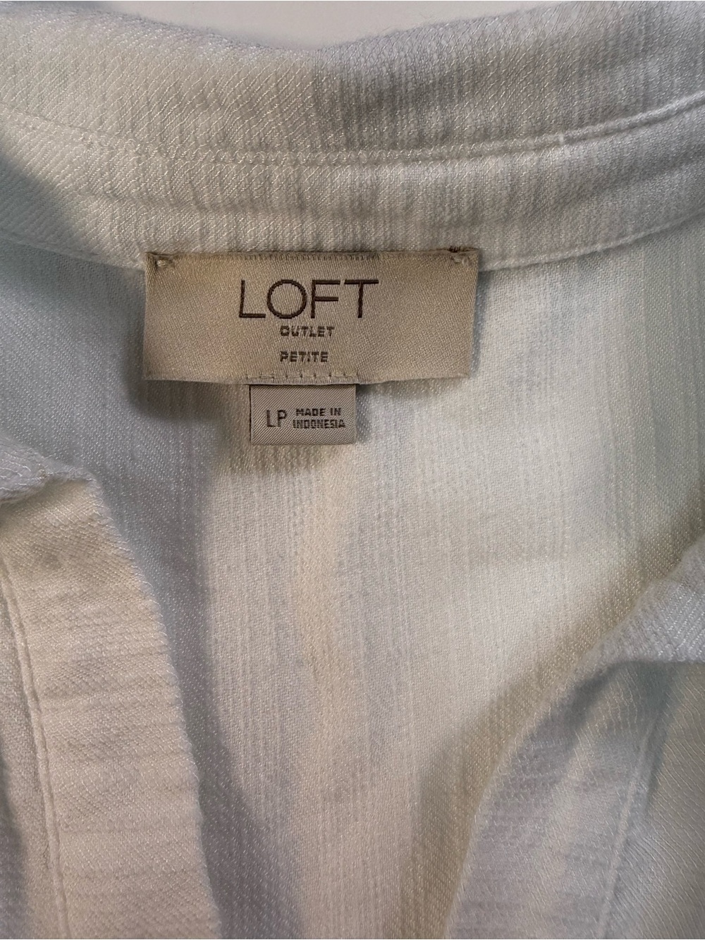 LOFT Cotton Blend White Button-Front Popover Blouse - Picture 5 of 7